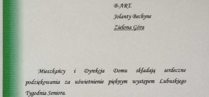 Podziekowania Dom Pomocy Społecznej